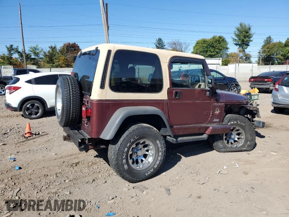 2002 Jeep Wrangler Sahara with VIN 1J4FA59S22P704603, listed as a Copart auction lot 77554334 with 99,758 mi miles and Salvage Title. Bid and sale history available at carsss.com. Image 3.