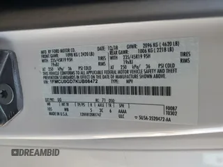 2019 Ford Escape SE with VIN 1FMCU0GD7KUB08472, listed as a Copart auction lot 43420495 with 53,044 mi miles and Salvage Title. Bid and sale history available at carsss.com. Image 14.