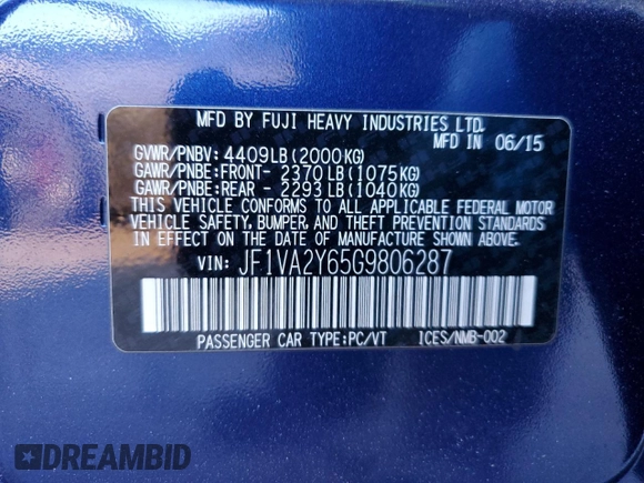 2016 Subaru WRX STI Limited z VIN JF1VA2Y65G9806287, wystawiony jako Copart lot #87728525 z przebiegiem Nie podano mil oraz Szkoda całkowita • Salvage title. Historia ofert i sprzedaży dostępna na DreamBid. Obrazek 12.