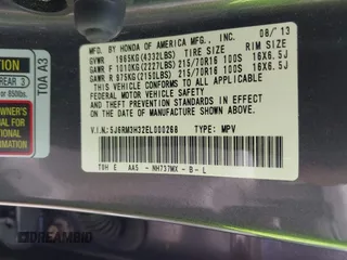 2014 Honda CR-V LX with VIN 5J6RM3H32EL000268, listed as a IAAI auction lot 42128695 with 134,335 mi miles. Bid and sale history available at carsss.com. Image 9.