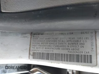 2002 Volkswagen Golf GLS с VIN 9BWGP61J224064319, выставлен на аукционе IAAI как лот 41505028 с пробегом 173 013 миль миль и . История ставок и продаж доступна на DreamBid. Изображение 9.