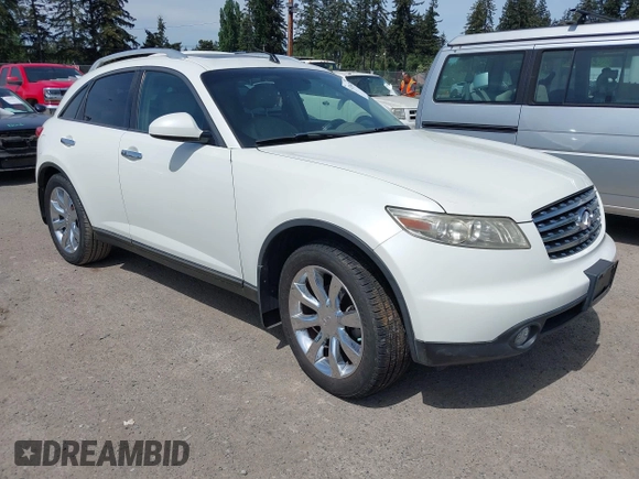 2004 Infiniti FX with VIN JNRBS08W44X403911, listed as a IAAI auction lot 42206281 with 153,345 mi miles and . Bid and sale history available at carsss.com. Image 1.