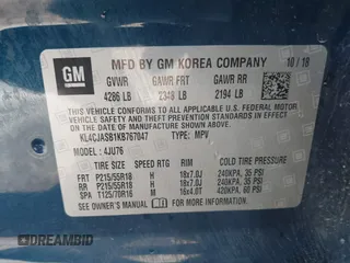 2019 Buick Encore Preferred with VIN KL4CJASB1KB767047, listed as a IAAI auction lot 41966059 with Not Provided miles. Bid and sale history available at carsss.com. Image 9.