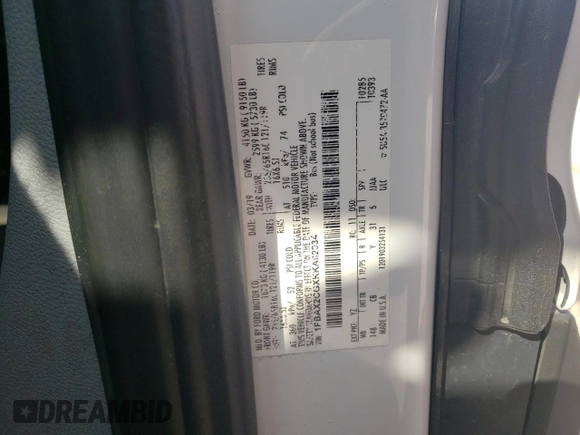 2019 Ford Transit Passenger XL with VIN 1FBAX2CGXKKA82934, listed as a Copart auction lot 64722504 with 196,316 mi miles and Clean Title. Bid and sale history available at carsss.com. Image 14.