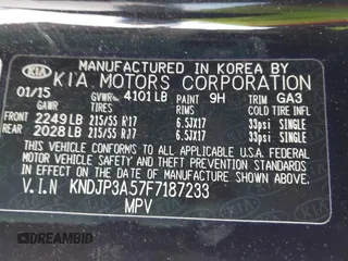 2015 Kia Soul + with VIN KNDJP3A57F7187233, listed as a IAAI auction lot 41576363 with 96,017 mi miles. Bid and sale history available at carsss.com. Image 9.