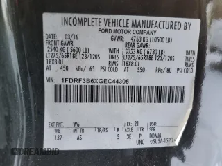 2016 Ford F-350 with VIN 1FDRF3B6XGEC44305, listed as a Copart auction lot 41782615 with 174,301 mi miles and Salvage title. Bid and sale history available at DreamBid. Image 12.