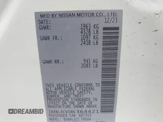 2024 Nissan Altima SR z VIN 1N4BL4CV5RN364421, wystawiony jako IAAI lot #42299917 z przebiegiem 36 169 mil mil oraz . Historia ofert i sprzedaży dostępna na DreamBid. Obrazek 9.