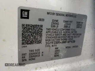 2021 Cadillac XT4 AWD Luxury with VIN 1GYFZBR43MF000539, listed as a Copart auction lot 41786565 with 69,543 mi miles and Salvage Title. Bid and sale history available at carsss.com. Image 15.