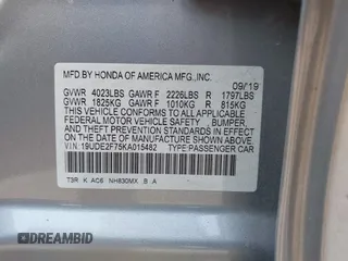 2019 Acura ILX Premium with VIN 19UDE2F75KA015482, listed as a IAAI auction lot 41722718 with 44,004 mi miles and . Bid and sale history available at DreamBid. Image 9.