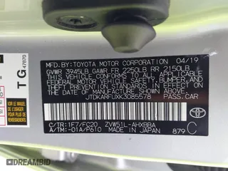 2019 Toyota Prius L Eco with VIN JTDKARFUXK3085578, listed as a IAAI auction lot 41073531 with 104,445 mi miles. Bid and sale history available at carsss.com. Image 9.