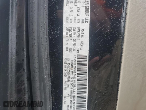 2013 Chrysler Town & Country Touring L with VIN 2C4RC1CGXDR781456, listed as a Copart auction lot 46633675 with 112,354 mi miles and Clean Title. Bid and sale history available at DreamBid. Image 13.