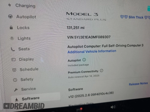 2021 Tesla Model 3 Standard Range Plus z VIN 5YJ3E1EA0MF089307, wystawiony jako Copart lot #50575465 z przebiegiem 131 251 mil mil oraz Szkody całkowita. Historia ofert i sprzedaży dostępna na DreamBid. Obrazek 9.