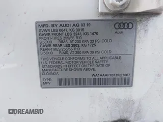 2019 Audi Q7 Premium z VIN WA1AAAF70KD037387, wystawiony jako IAAI lot #41966996 z przebiegiem 93 245 mil mil oraz . Historia ofert i sprzedaży dostępna na DreamBid. Obrazek 9.