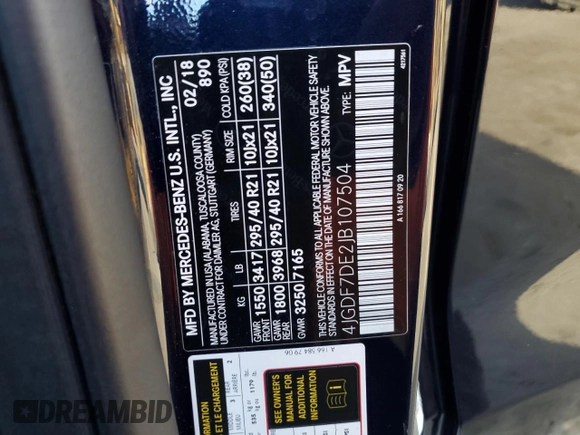 2018 Mercedes-Benz GLS 550 с VIN 4JGDF7DE2JB107504, выставлен на аукционе Copart как лот 44412735 с пробегом 92 312 миль миль и Чистый • Clean title. История ставок и продаж доступна на DreamBid. Изображение 13.