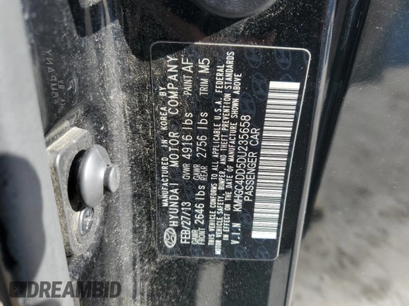2013 Hyundai Genesis 3.8L z VIN KMHGC4DD5DU235658, wystawiony jako Copart lot #58000435 z przebiegiem 131 702 mil mil oraz Szkoda całkowita • Salvage title. Historia ofert i sprzedaży dostępna na DreamBid. Obrazek 12.