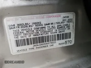 2003 Mitsubishi Lancer ES with VIN JA3AJ26E83U079025, listed as a Copart auction lot 76900594 with 0 mi miles and Salvage Title. Bid and sale history available at carsss.com. Image 13.