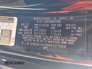 2024 Kia Carnival EX with VIN KNDNC5H38R6327068, listed as a IAAI auction lot 41196183 with 71,629 mi miles and . Bid and sale history available at carsss.com. Image 9.