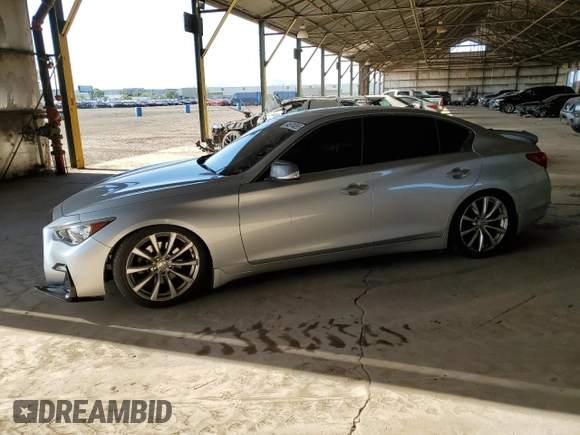 2017 Infiniti Q50 Sport with VIN JN1EV7APXHM733062, listed as a Copart auction lot 54574055 with 105,808 mi miles and Salvage title. Bid and sale history available at DreamBid. Image 1.