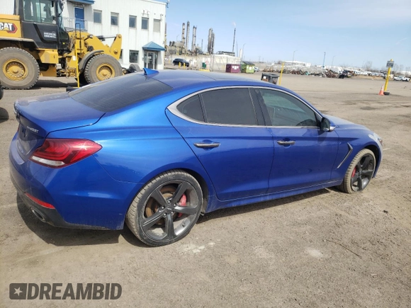 2020 Genesis G70 Advanced with VIN KMTG74LEXLU040965, listed as a Copart auction lot 55056995 with 128,300 mi miles and Salvage Title. Bid and sale history available at DreamBid. Image 3.