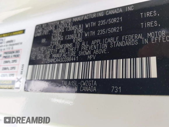 2025 Lexus RX 350 с VIN 2T2BAMCA4SC098441, выставлен на аукционе IAAI как лот 42324318 с пробегом 4 287 миль миль и . История ставок и продаж доступна на DreamBid. Изображение 9.