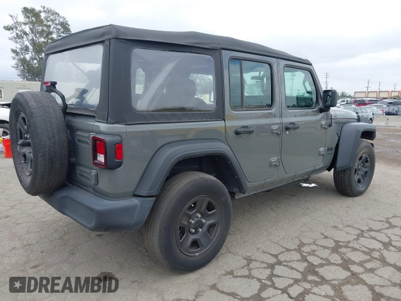 2022 Jeep Wrangler Unlimited Sport S with VIN 1C4HJXDG8NW126143, listed as a IAAI auction lot 42197273 with 44,472 mi miles and . Bid and sale history available at DreamBid. Image 4.