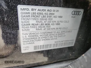 2021 Audi Q7 Premium with VIN WA1AJAF72MD015202, listed as a Copart auction lot 63579785 with 26,564 mi miles and Salvage title. Bid and sale history available at DreamBid. Image 13.