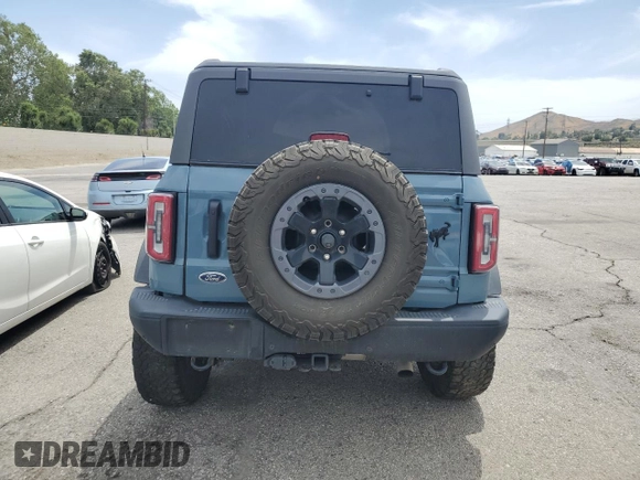 2022 Ford Bronco with VIN 1FMEE5DP4NLB75249, listed as a Copart auction lot 51797915 with 55,347 mi miles and Salvage Title. Bid and sale history available at DreamBid. Image 6.