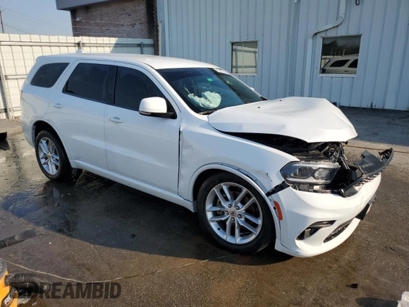 2021 Dodge Durango GT Plus with VIN 1C4RDHDG5MC692889, listed as a Copart auction lot 50168005 with 53,254 mi miles and Salvage Title. Bid and sale history available at DreamBid. Image 4.