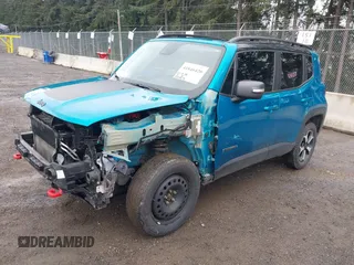 2021 Jeep Renegade Trailhawk with VIN ZACNJDC15MPN30461, listed as a IAAI auction lot 41846420 with 53,458 mi miles and . Bid and sale history available at DreamBid. Image 2.