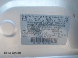 2015 Nissan Note S с VIN 3N1CE2CP5FL437977, выставлен на аукционе IAAI как лот 42410195 с пробегом 43 065 миль миль и . История ставок и продаж доступна на DreamBid. Изображение 8.