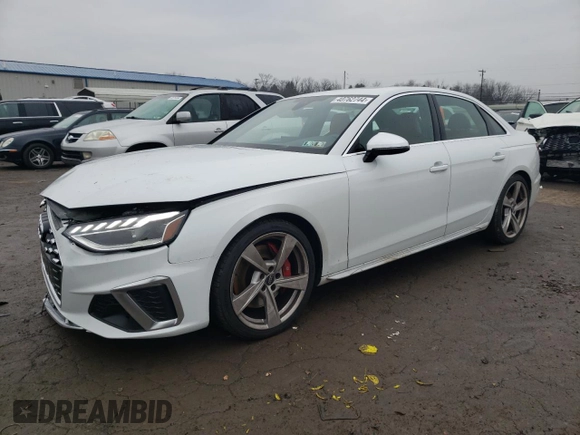 2021 Audi S4 Premium Plus with VIN WAUB4AF40MA024633, listed as a Copart auction lot 40762744 with 21,333 mi miles and Salvage Title. Bid and sale history available at carsss.com. Image 1.