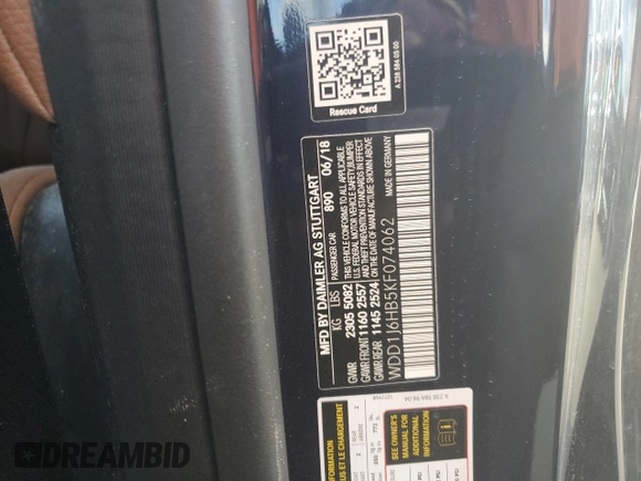 2019 Mercedes-Benz E-Class E 450 with VIN WDD1J6HB5KF074062, listed as a Copart auction lot 83824884 with 0 mi miles and Salvage Title. Bid and sale history available at carsss.com. Image 12.
