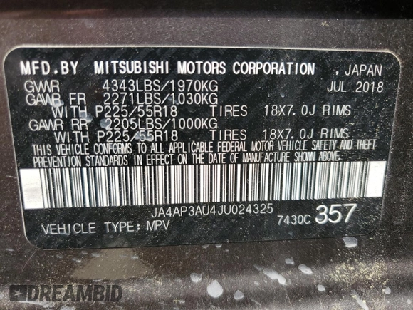 2018 Mitsubishi Outlander ES with VIN JA4AP3AU4JU024325, listed as a Copart auction lot 59119685 with 151,817 mi miles and Clean title. Bid and sale history available at DreamBid. Image 13.