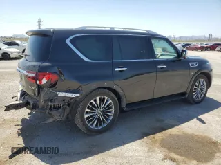 2018 Infiniti QX80 z VIN JN8AZ2NF1J9663159, wystawiony jako Copart lot #57678515 z przebiegiem 109 584 mil mil oraz Szkoda całkowita • Salvage title. Historia ofert i sprzedaży dostępna na DreamBid. Obrazek 3.
