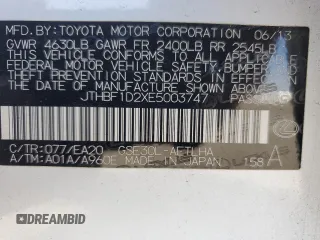 2014 Lexus IS 250 z VIN JTHBF1D2XE5003747, wystawiony jako Copart lot #58846985 z przebiegiem 135 494 mil mil oraz Szkoda całkowita • Salvage title. Historia ofert i sprzedaży dostępna na DreamBid. Obrazek 12.