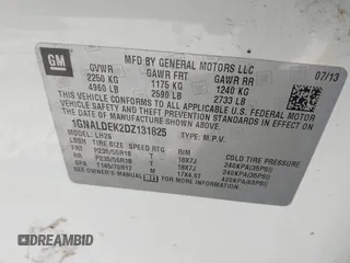 2013 Chevrolet Equinox LT with VIN 1GNALDEK2DZ131825, listed as a IAAI auction lot 42108111 with 142,696 mi miles. Bid and sale history available at carsss.com. Image 9.