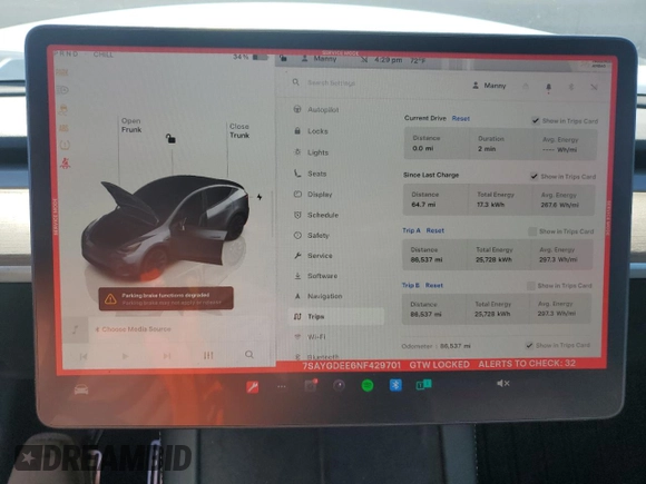 2022 Tesla Model Y Long Range z VIN 7SAYGDEE6NF429701, wystawiony jako Copart lot #58585665 z przebiegiem 86 537 mil mil oraz Szkoda całkowita • Salvage title. Historia ofert i sprzedaży dostępna na DreamBid. Obrazek 9.