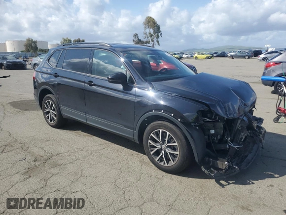 2021 Volkswagen Tiguan S with VIN 3VV1B7AX3MM016927, listed as a Copart auction lot 51351865 with 43,594 mi miles and Salvage title. Bid and sale history available at DreamBid. Image 4.