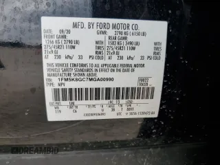 2021 Ford Explorer ST with VIN 1FM5K8GC7MGA00990, listed as a Copart auction lot 43066955 with 51,875 mi miles and Salvage Title. Bid and sale history available at carsss.com. Image 16.