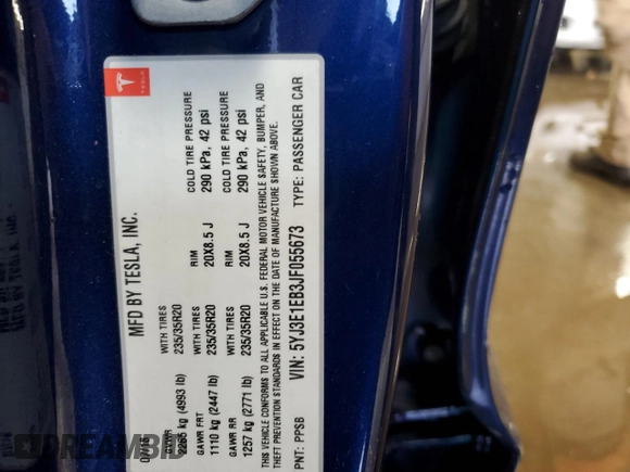 2018 Tesla Model 3 Long Range Battery z VIN 5YJ3E1EB3JF055673, wystawiony jako Copart lot #50915355 z przebiegiem 39 567 mil mil oraz Szkoda całkowita • Salvage title. Historia ofert i sprzedaży dostępna na DreamBid. Obrazek 12.