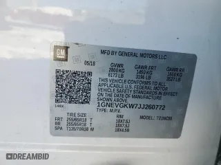 2018 Chevrolet Traverse LT Cloth with VIN 1GNEVGKW7JJ260772, listed as a Copart auction lot 44811295 with 112,263 mi miles and Salvage Title. Bid and sale history available at carsss.com. Image 14.