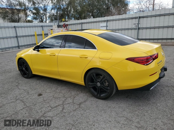 2020 Mercedes-Benz CLA 250 with VIN WDD5J4HB8LN038332, listed as a Copart auction lot 47602305 with 81,947 mi miles and Salvage title. Bid and sale history available at DreamBid. Image 2.