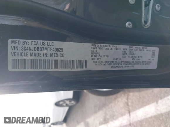 2021 Jeep Compass Altitude с VIN 3C4NJDBB7MT540625, выставлен на аукционе IAAI как лот 41495501 с пробегом Не указан миль и . История ставок и продаж доступна на DreamBid. Изображение 9.