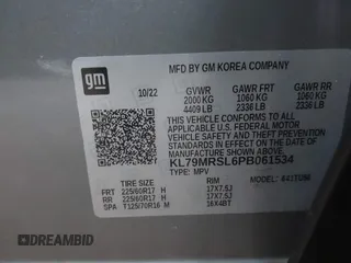 2023 Chevrolet TrailBlazer LT with VIN KL79MRSL6PB061534, listed as a IAAI auction lot 41458006 with 29,095 mi miles and . Bid and sale history available at DreamBid. Image 9.
