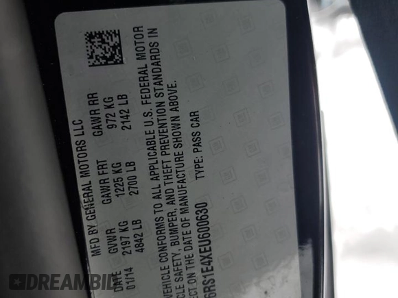 2014 Cadillac ELR z VIN 1G6RS1E4XEU600630, wystawiony jako Copart lot #85429354 z przebiegiem 80 005 mil mil oraz Tytuł czysty. Historia ofert i sprzedaży dostępna na DreamBid. Obrazek 14.