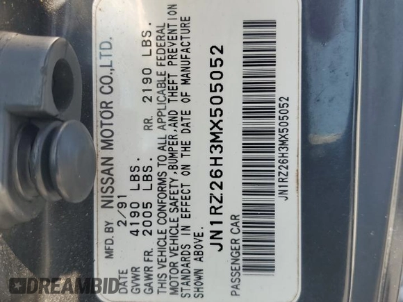 1991 Nissan 300ZX с VIN JN1RZ26H3MX505052, выставлен на аукционе Copart как лот 65671385 с пробегом 158 363 миль миль и Чистый • Clean title. История ставок и продаж доступна на DreamBid. Изображение 12.