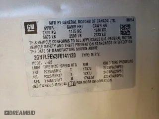 2015 Chevrolet Equinox LT with VIN 2GNFLFEK3F6141120, listed as a Copart auction lot 53294835 with 86,161 mi miles and Salvage Title. Bid and sale history available at carsss.com. Image 13.