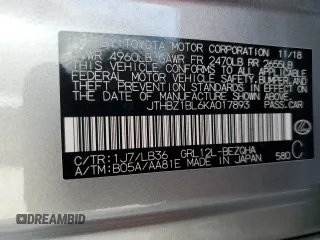 2019 Lexus GS with VIN JTHBZ1BL6KA017893, listed as a Copart auction lot 46520265 with 67,608 mi miles and Salvage Title. Bid and sale history available at carsss.com. Image 12.