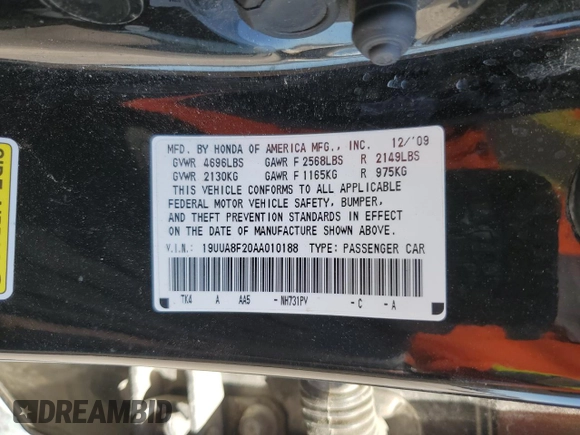 2010 Acura TL with VIN 19UUA8F20AA010188, listed as a Copart auction lot 52349605 with 31,041 mi miles and Salvage Title. Bid and sale history available at carsss.com. Image 15.