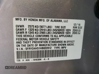 2017 Acura MDX Technology z VIN 5FRYD4H51HB022812, wystawiony jako Copart lot #53609645 z przebiegiem Nie podano mil oraz Szkoda całkowita • Salvage title. Historia ofert i sprzedaży dostępna na DreamBid. Obrazek 13.
